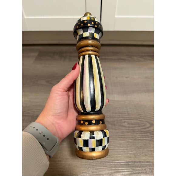 MacKenzie-Childs Other - RARE Retired Mackenzie-Childs 10” Courtly Check Wood Pepper Mill Salt Grinder